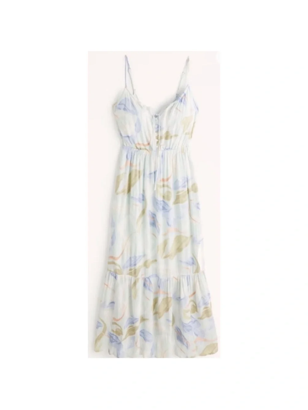 Light Blue Floral Tiered Maxi Dress with Spaghetti Straps